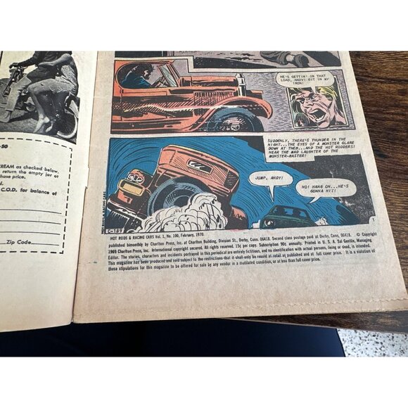 Charlton Comics Hot Rods & Racing Cars Comic #100 Feb 1970 Vintage Edition - Picture 3 of 4